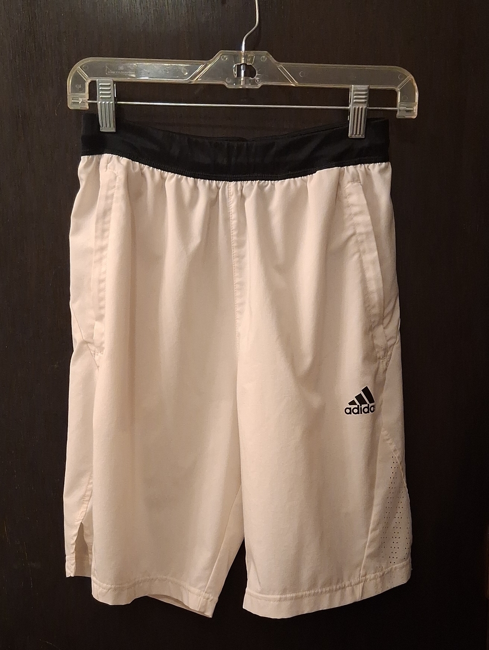 Adidas Cream To  Off White In Color Athletic Shorts with Black Waistband